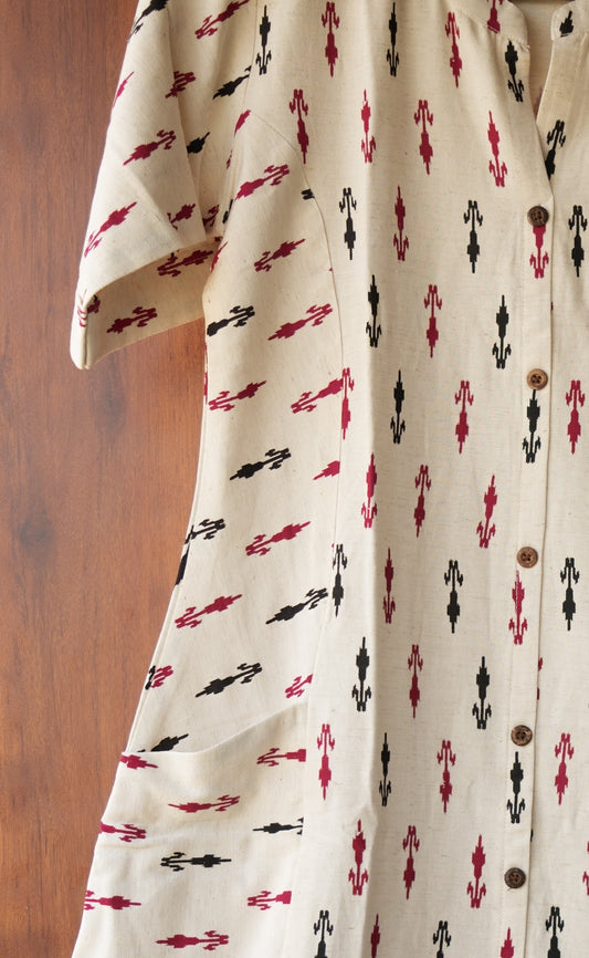 Ikat Print Front Pocket Kurti
