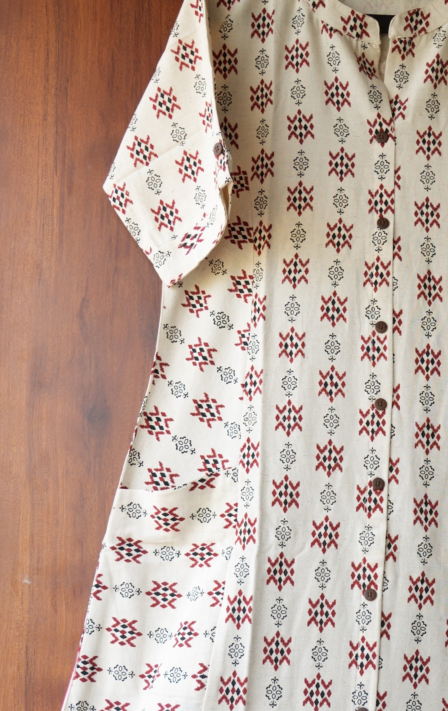 Ajrak Style Front Pocket Kurti